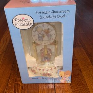 Precious Moments Clock with Gold and White Details